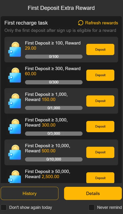 BBA566 wallet screen showing deposit and withdraw buttons with PKR balance